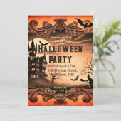 幽霊のよく出るハウスゴシックビクトリアンヴィンテージハロウィーン 招待状 (スタンド正面)