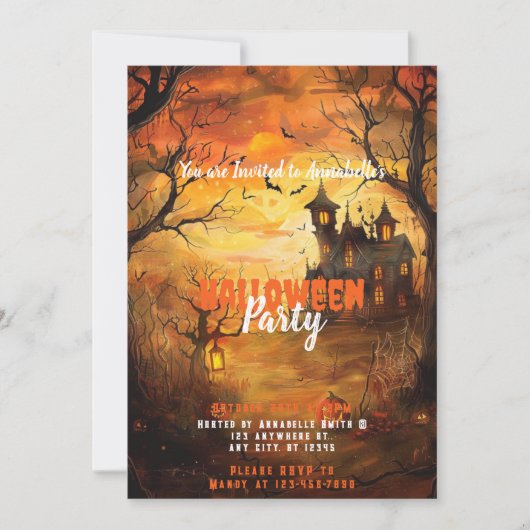 幽霊のよく出るハウスジャックオランタンハローウィンパーティ 招待状 (正面)