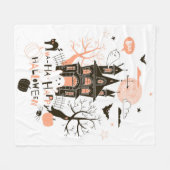 幽霊のよく出るハウスハハハッピーハローウィン フリースブランケット (正面(横))