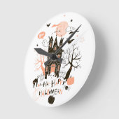 幽霊のよく出るハウスハハハッピーハローウィン ラウンド壁時計 (傾斜)