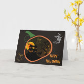 幽霊のよく出るハウスハロウィンカスタムグリーティングカード カード (黄色い花)