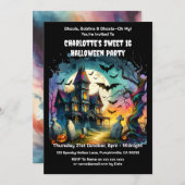 幽霊のよく出るハウスハロウィンスイーツ16バースデーパーティー 招待状 (正面/裏面)