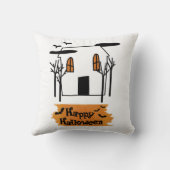 幽霊のよく出るハウスハロウィーンかわいいドードルTシャツ クッション (裏面)