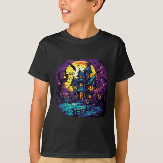 幽霊のよく出るハウスハロウィーンの衣装 Tシャツ (正面)