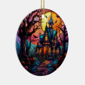 幽霊のよく出るハウスハロウィーンオーナメント – ステンドグラス セラミックオーナメント (右)