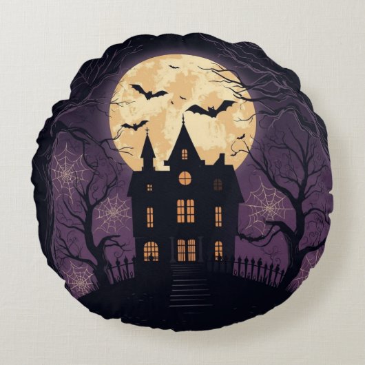 幽霊のよく出るハウスハロウィーンラウンドピロー ラウンドクッション (正面)
