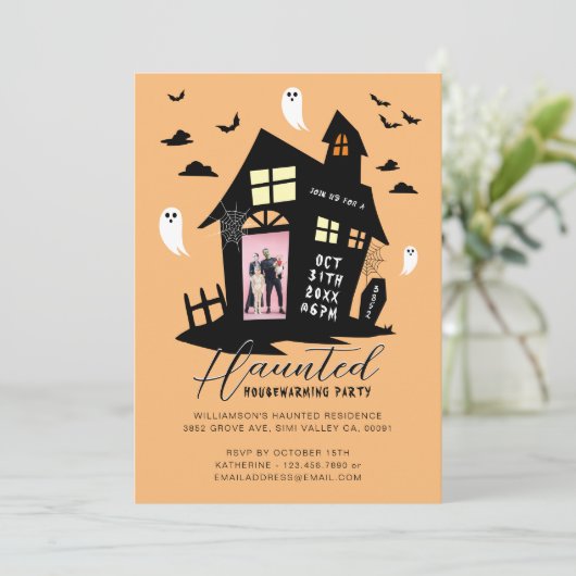 幽霊のよく出るハウスハロウィーン引っ越し祝いパーティーパーティー写真 案内状 (スタンド正面)