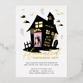 幽霊のよく出るハウスハロウィーン引っ越し祝いパーティーパーティー写真 箔招待状 (正面)