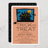 幽霊のよく出るハウスハロウィーン誕生日パーティー招待 招待状 (正面/裏面)