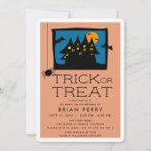 幽霊のよく出るハウスハロウィーン誕生日パーティー招待 招待状 (正面)