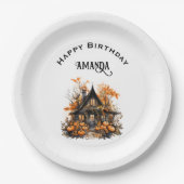 幽霊のよく出るハウスバイパンプキンズハロウィーン誕生日 ペーパープレート (正面)