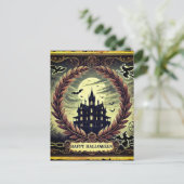 幽霊のよく出るハウスビクトリアンゴシックハッピーハローウィン シーズンポストカード (スタンド正面)