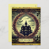 幽霊のよく出るハウスビクトリアンゴシックハッピーハローウィン シーズンポストカード (正面/裏面)
