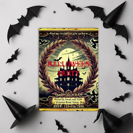 幽霊のよく出るハウスビクトリアンゴシックハローウィンパーティ 招待状