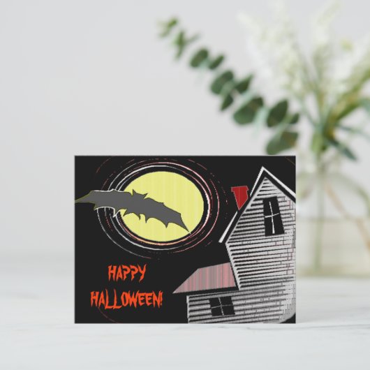 幽霊のよく出るハウスフルムーンアンドこうもり ポストカード (スタンド正面)