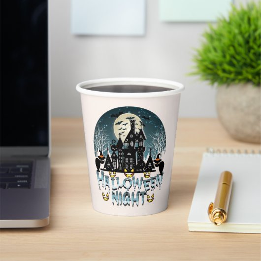 幽霊のよく出るハウスホラーハロウィンナイト大人紙 紙コップ (インサイチュ)