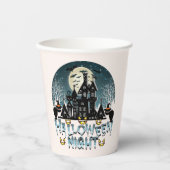 幽霊のよく出るハウスホラーハロウィンナイト大人紙 紙コップ (正面)