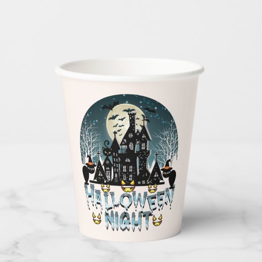 幽霊のよく出るハウスホラーハロウィンナイト大人紙 紙コップ (正面)