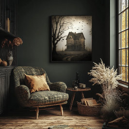 幽霊のよく出るハウスポスター – ハロウィーン不気味プリント ポスター