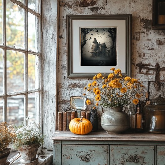 幽霊のよく出るハウスポスター – ハロウィーン不気味プリント ポスター