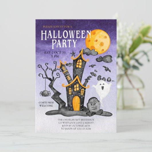幽霊のよく出るハウス不気味インディゴスカイハローウィンパーティ 招待状 (スタンド正面)