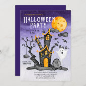 幽霊のよく出るハウス不気味インディゴスカイハローウィンパーティ 招待状 (正面/裏面)