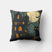 幽霊のよく出るハウス不気味キャットフルムーンハロウィーン クッション (裏面)
