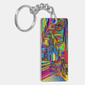 幽霊のよく出るハウス怖い抽象芸術スカラフルテイングラス キーホルダー (正面左)