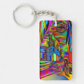 幽霊のよく出るハウス怖い抽象芸術スカラフルテイングラス キーホルダー (正面)