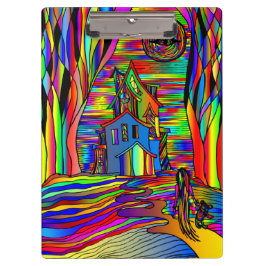 幽霊のよく出るハウス怖い抽象芸術スカラフルテイングラス クリップボード