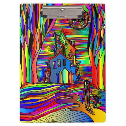 幽霊のよく出るハウス怖い抽象芸術スカラフルテイングラス クリップボード (正面)