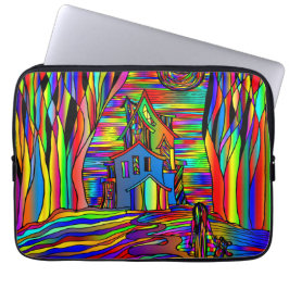 幽霊のよく出るハウス怖い抽象芸術スカラフルテイングラス ラップトップスリーブ
