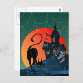 幽霊のよく出るハウス、くもの巣&キャットバイシャロンシャーペ ポストカード (正面/裏面)