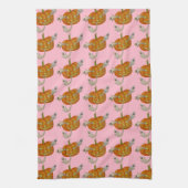 幽霊のよく出るハロウィーンのカボチャのちょうちん キッチンタオル (縦)