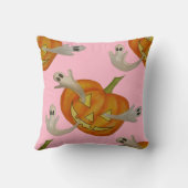 幽霊のよく出るハロウィーンのカボチャのちょうちん クッション (裏面)