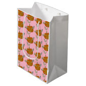 幽霊のよく出るハロウィーンのカボチャのちょうちん ミディアムペーパーバッグ (正面アングル)