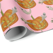 幽霊のよく出るハロウィーンのカボチャのちょうちん ラッピングペーパー (ロールコーナー)