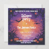 幽霊のよく出るハローウィンパーティとカボチャ&こうもり 招待状 (正面)