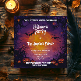 幽霊のよく出るハローウィンパーティとカボチャ&こうもり 招待状