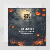 幽霊のよく出るハローウィンパーティとジャッ白熱［赤熱］光を放つクス 招待状 (裏面)