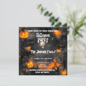 幽霊のよく出るハローウィンパーティとジャッ白熱［赤熱］光を放つクス 招待状 (スタンド正面)