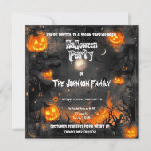 幽霊のよく出るハローウィンパーティとジャッ白熱［赤熱］光を放つクス 招待状 (正面)