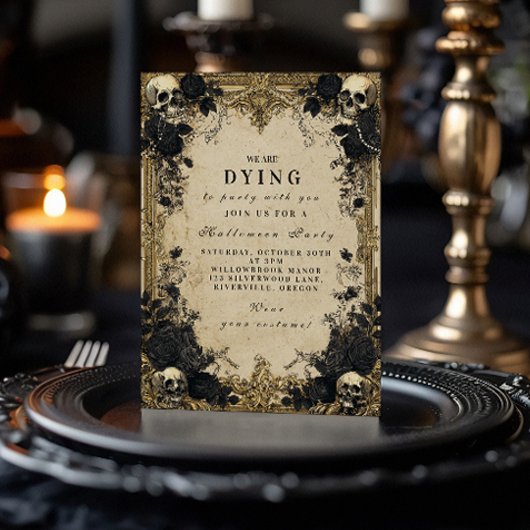 幽霊のよく出るバロック様式のゴシック様式のハロウィーンの集まり 招待状