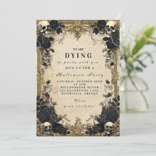 幽霊のよく出るバロック様式のゴシック様式のハロウィーンの集まり 招待状 (スタンド正面)