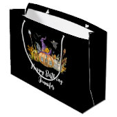 幽霊のよく出るパンプキンハウスウィズ幽霊&こうもり誕生日 ラージペーパーバッグ (裏面アングル)