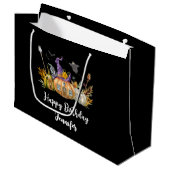 幽霊のよく出るパンプキンハウスウィズ幽霊&こうもり誕生日 ラージペーパーバッグ (正面アングル)