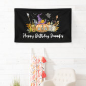 幽霊のよく出るパンプキンハウスウィズ幽霊&こうもり誕生日 横断幕 (インサイチュ)