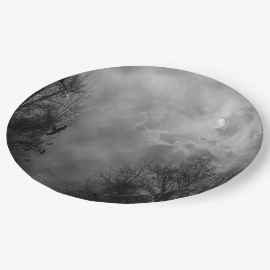 幽霊のよく出るラヴェンスとのハロウィーンの空 ペーパープレート (アングル)