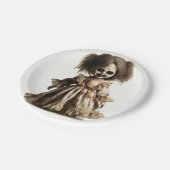 幽霊のよく出る人形不気味ハロウィーンの衣装パーティー ペーパープレート (アングル)