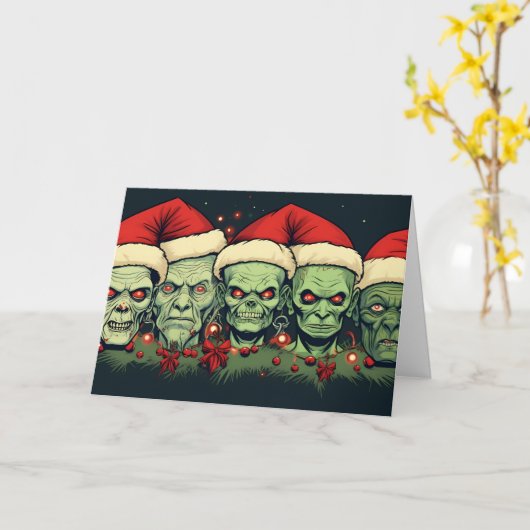 幽霊のよく出る休日：不吉なサンタアセンブリ カード (黄色い花)